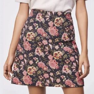 LOFT Floral Skirt in Pink and Black